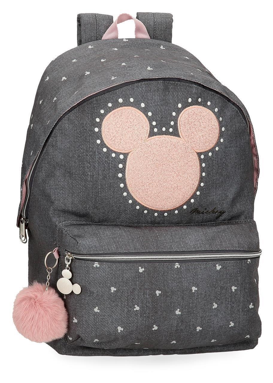 Mochila escolar menina disney mickey studs 44cm preto