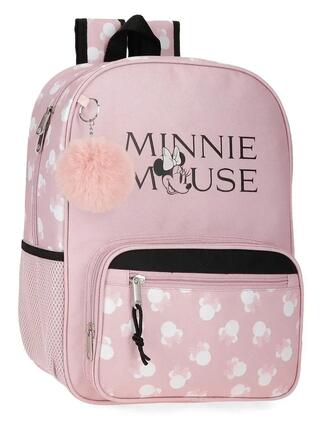 Sac à dos scolaire adaptable fille Disney Minnie Heads 38cm nude