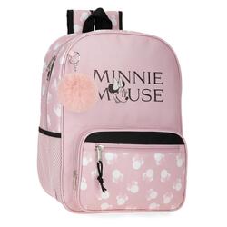 Sac à dos scolaire adaptable fille Disney Minnie Heads 38cm nude