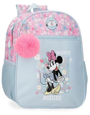 Zaino scolastico adattabile ragazza Disney Minnie Happy 33cm azzurro