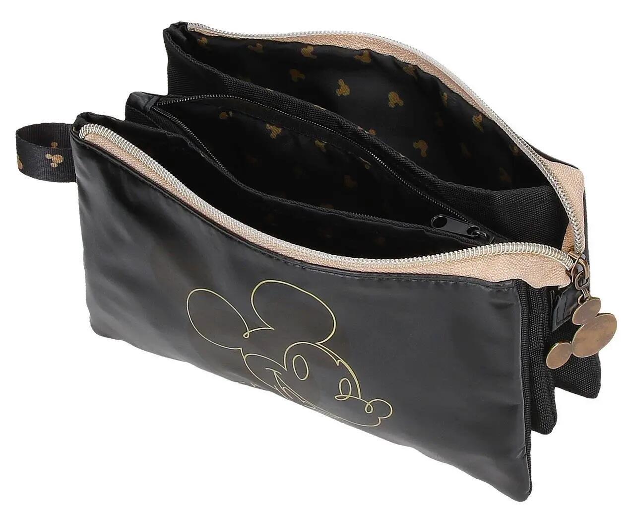 Trousse trois compartiments fille Disney Mickey Outline 12cm noir 3/4
