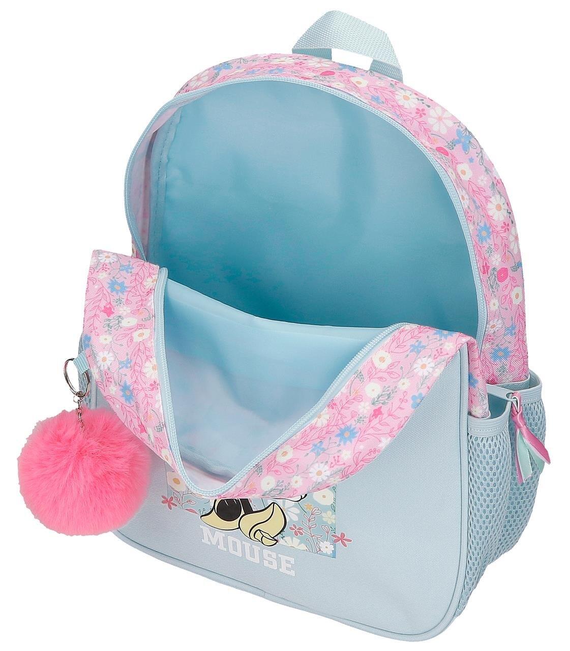 Sac à dos scolaire fille Disney Minnie Happy 33cm bleu clair 3/4