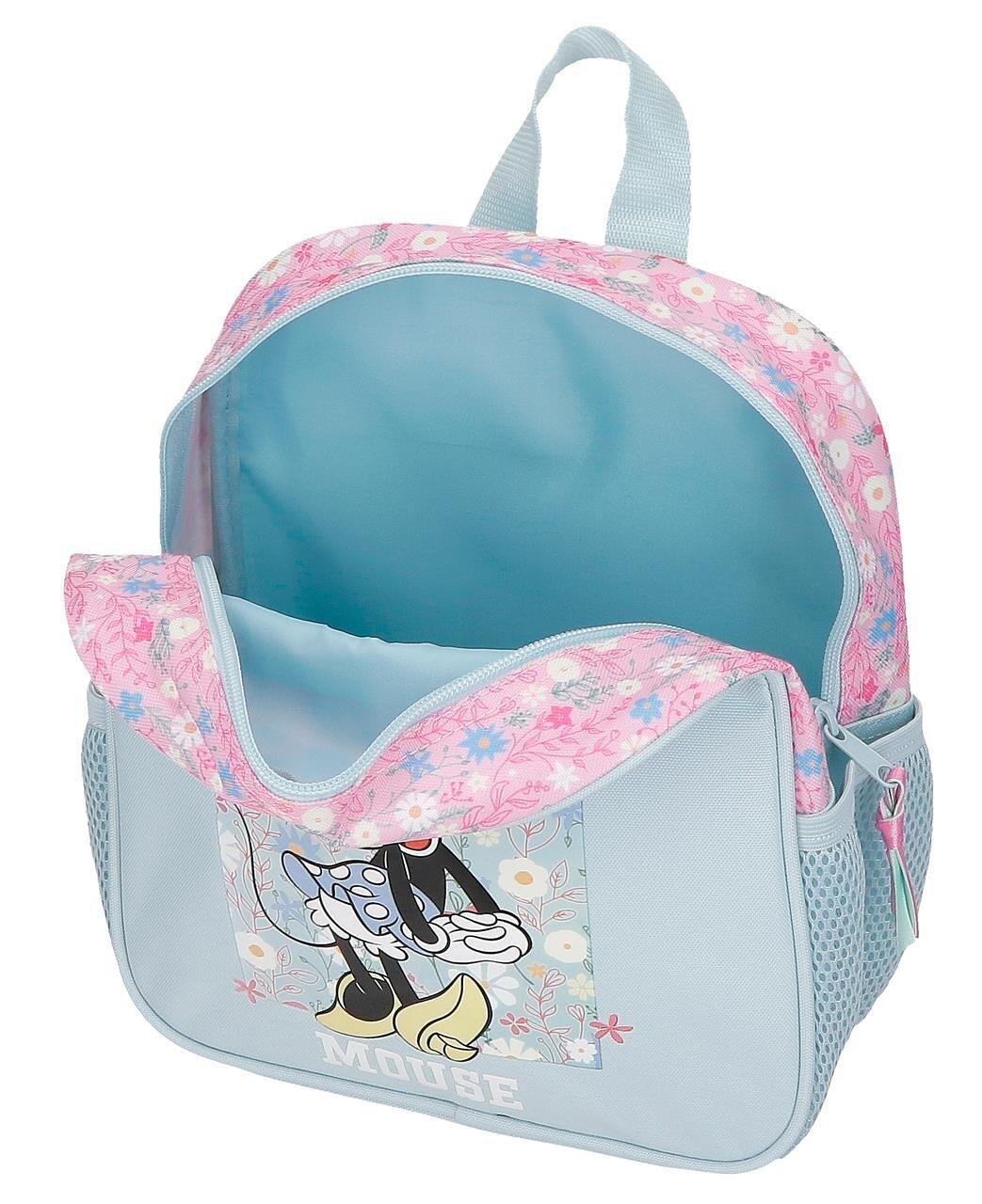 Mochila escolar adaptable niña Disney Minnie happy con carro 25cm azul claro 3/4
