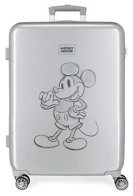 Valigia media rigida ABS Unisex Disney Mickey 70L argento