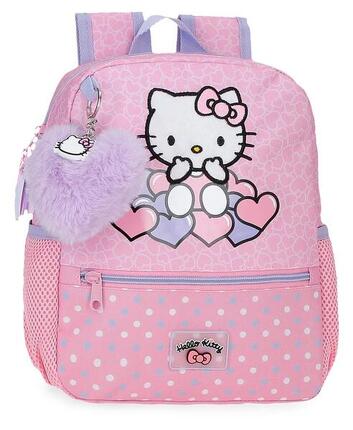 Sac à dos scolaire fille Hello Kitty Hearts & Dots 28cm rose