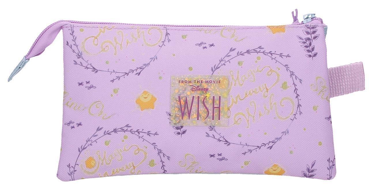 Estuche tres compartimentos niña Disney Wish watch us shine 12cm malva 2/4