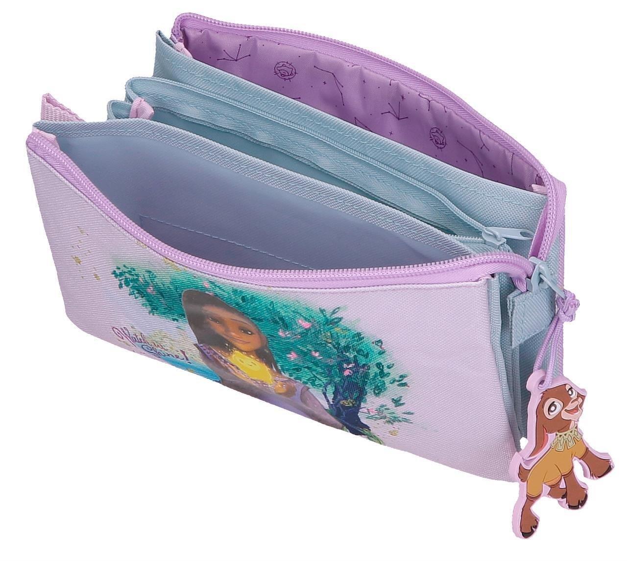 Estuche tres compartimentos niña Disney Wish watch us shine 12cm malva 3/4