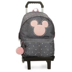Sac à dos scolaire adaptable fille Disney Mickey Studs avec chariot 44cm noir