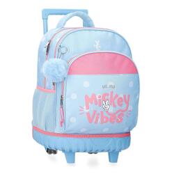Sac à dos à roulettes fille Disney Mickey Vibes 44cm bleu clair