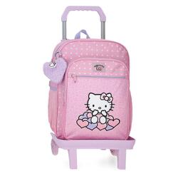 Sac à dos scolaire adaptable Hello Kitty Hearts & Dots avec chariot 38cm rose