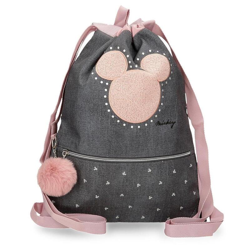 Gym Sac chica Disney Mickey studs 46cm negro