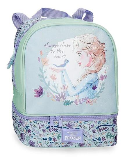 Mochila portamerienda niña Disney Close to the heart frozen 28cm lila