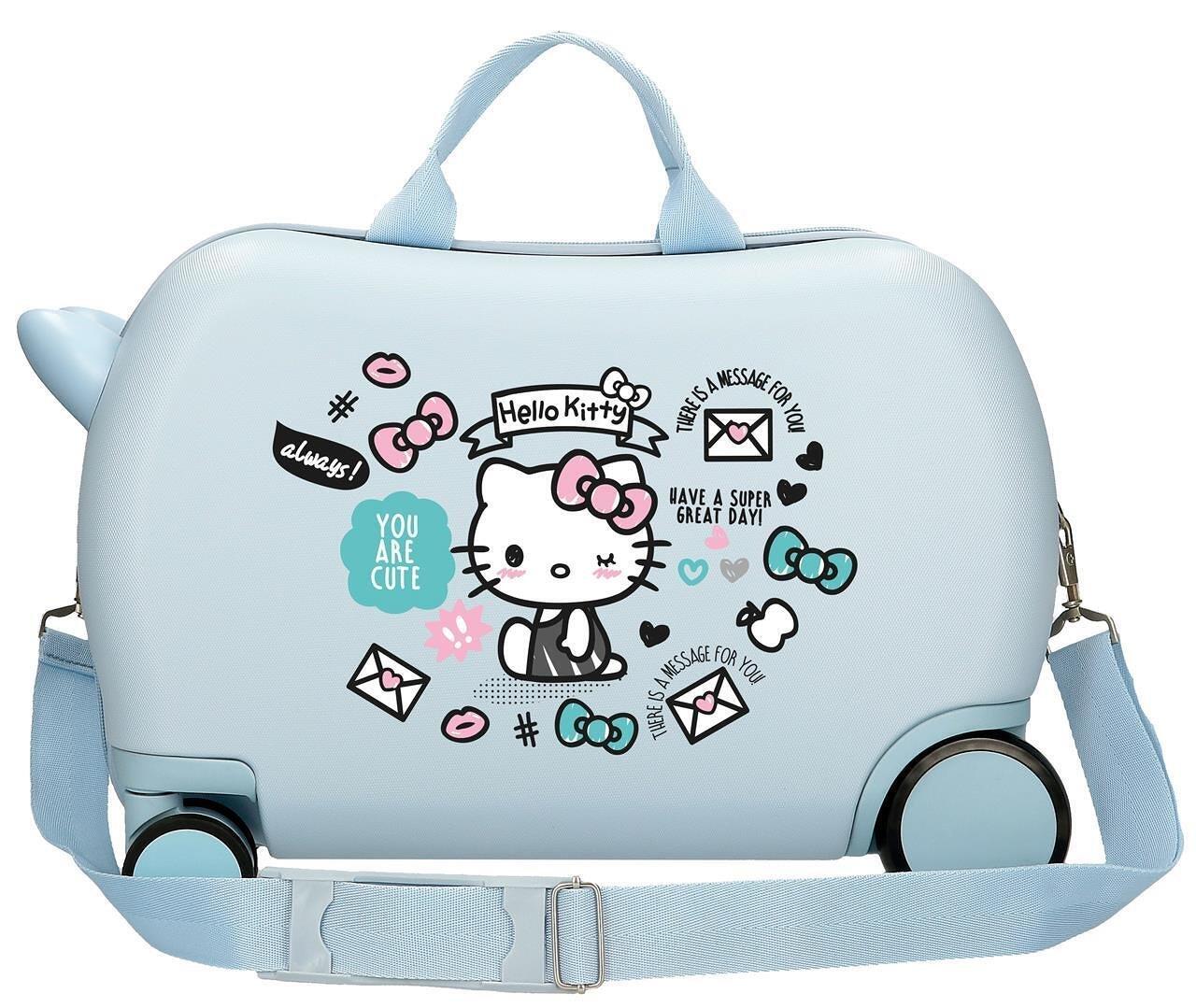 Mala infantil 2 rodas multidirecionais Hello Kitty You Are Cute 24,6L azul claro 2/4