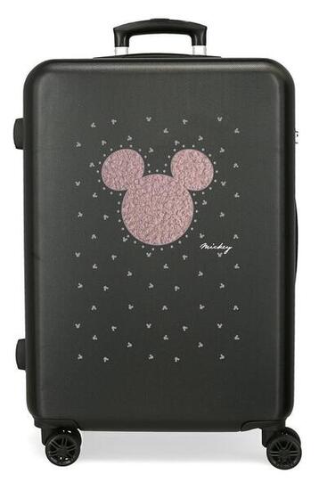 Valigia media rigida ABS ragazza Disney Mickey Studs 56L nero