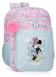 Sac à dos scolaire adaptable fille Disney Minnie Happy 40cm bleu clair