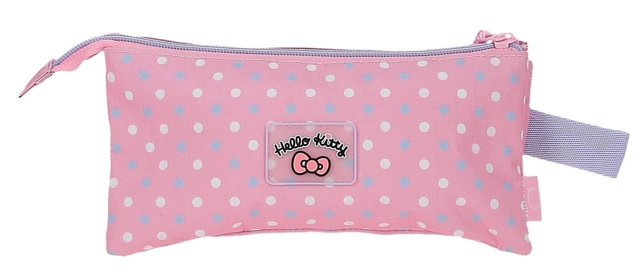 Estuche tres compartimentos niña Hello kitty Hearts & dots 12cm rosa 2/4