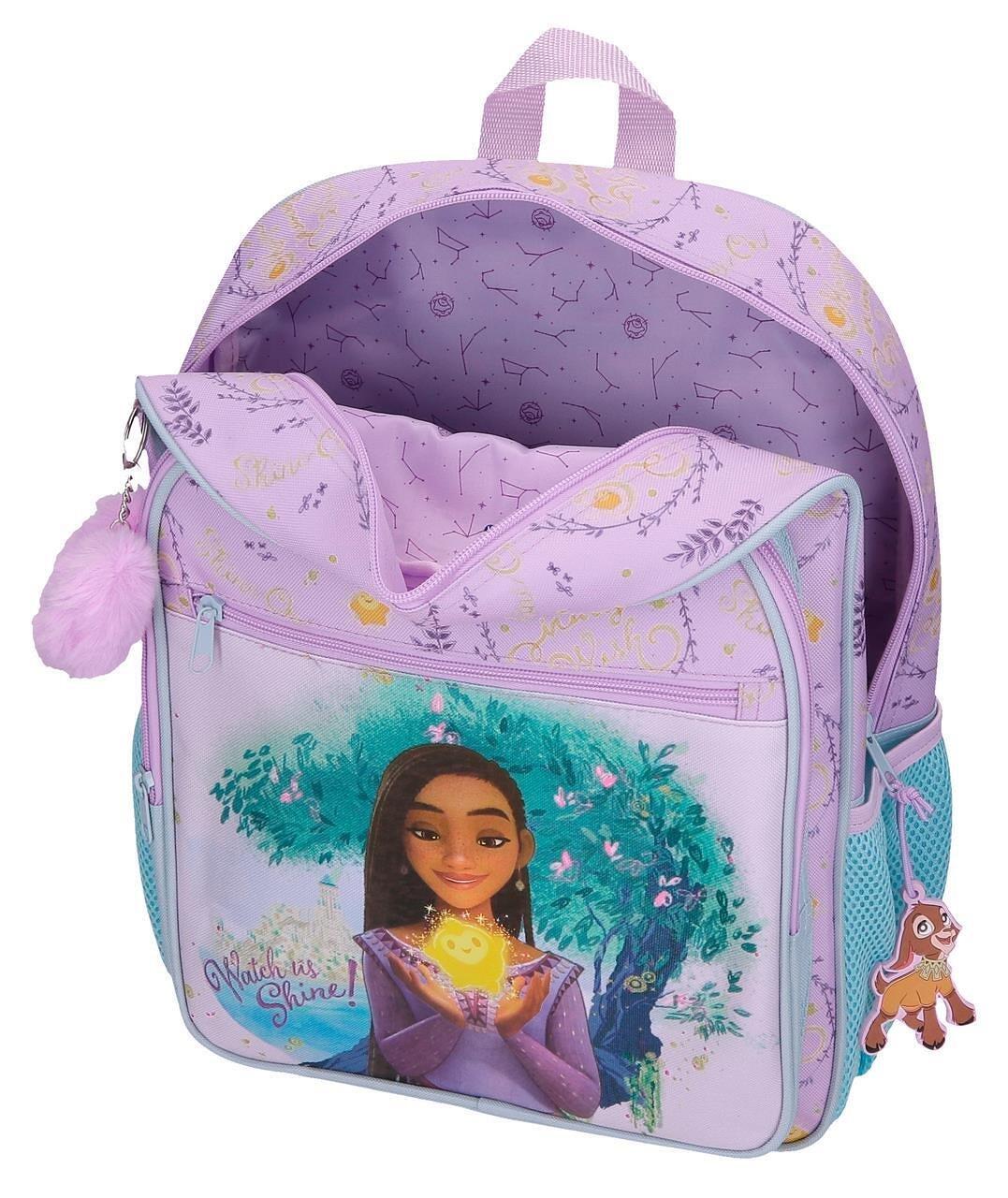 Sac à dos scolaire fille Disney Wish Watch Us Shine 38cm mauve 3/4