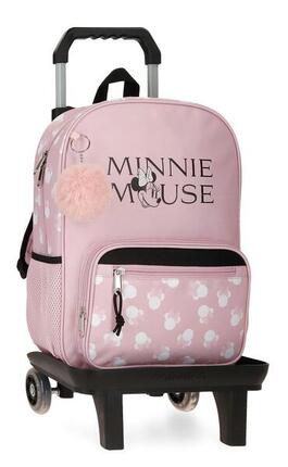 Sac à dos scolaire adaptable fille Disney Minnie Heads avec chariot 38cm nude