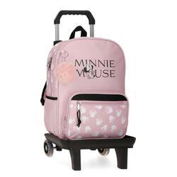 Sac à dos scolaire adaptable fille Disney Minnie Heads avec chariot 38cm nude