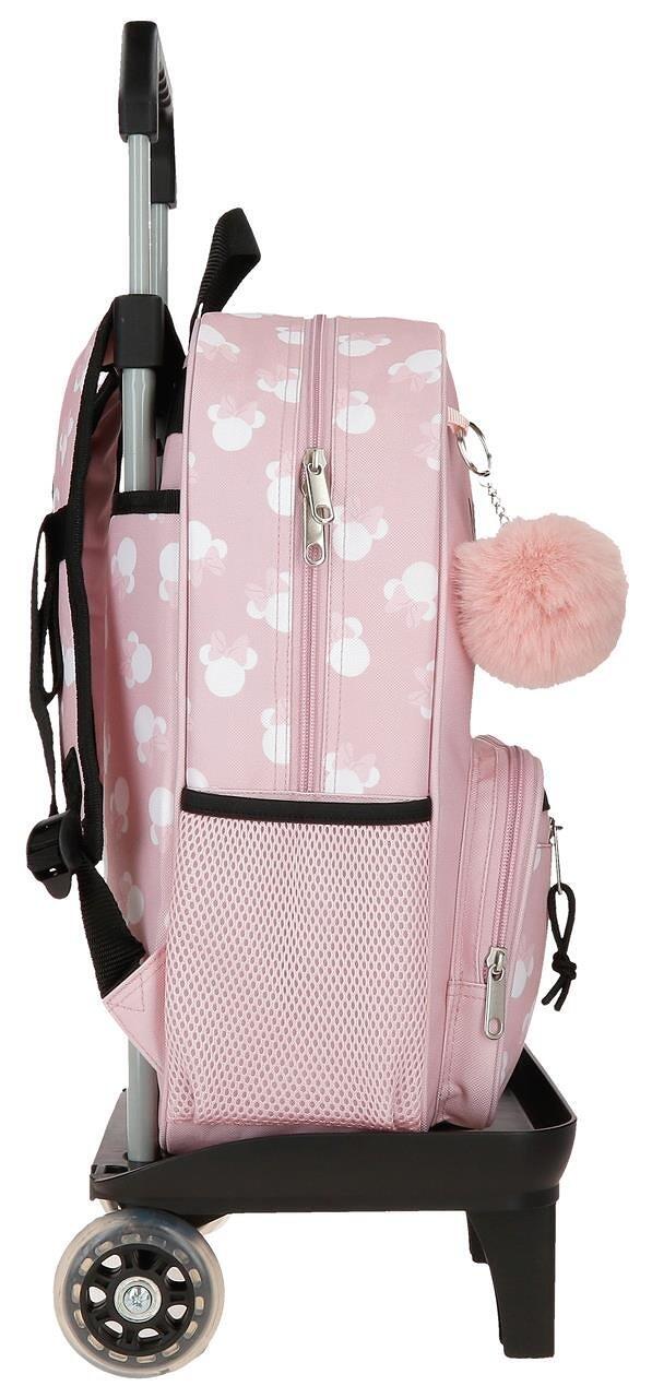 Mochila escolar adaptable niña Disney Minnie heads con carro 38cm nude 4/4