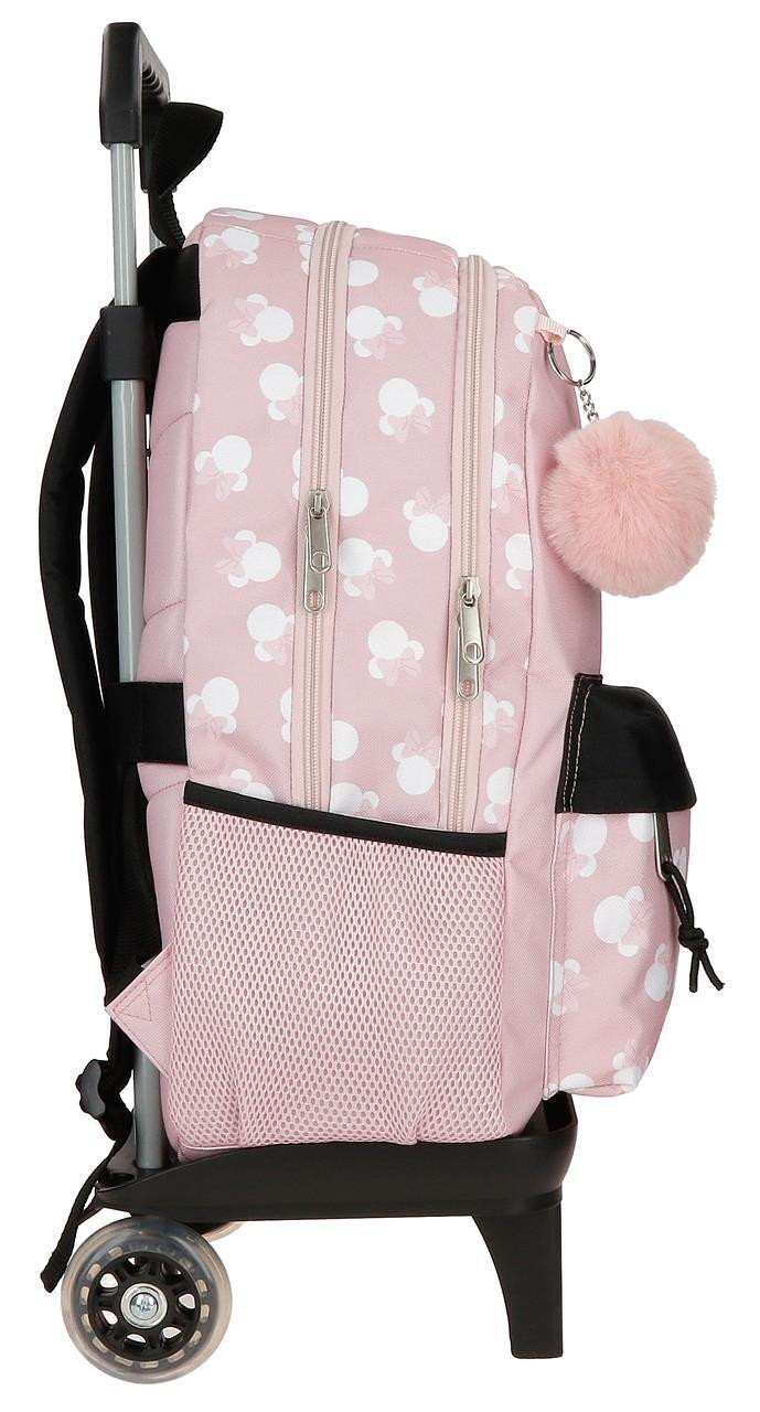 Sac à dos scolaire adaptable fille Disney Minnie Heads avec chariot 44cm nude 4/4