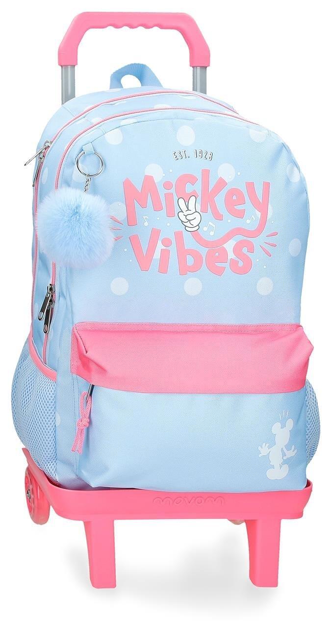 Sac à dos scolaire adaptable Disney Mickey Vibes avec chariot 44cm 1/4