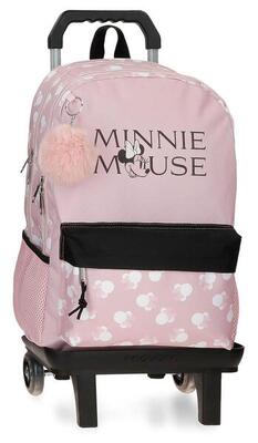Zaino scolastico adattabile ragazza Disney Minnie Heads con carrello 44cm nude