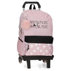 Sac à dos scolaire adaptable fille Disney Minnie Heads avec chariot 44cm nude
