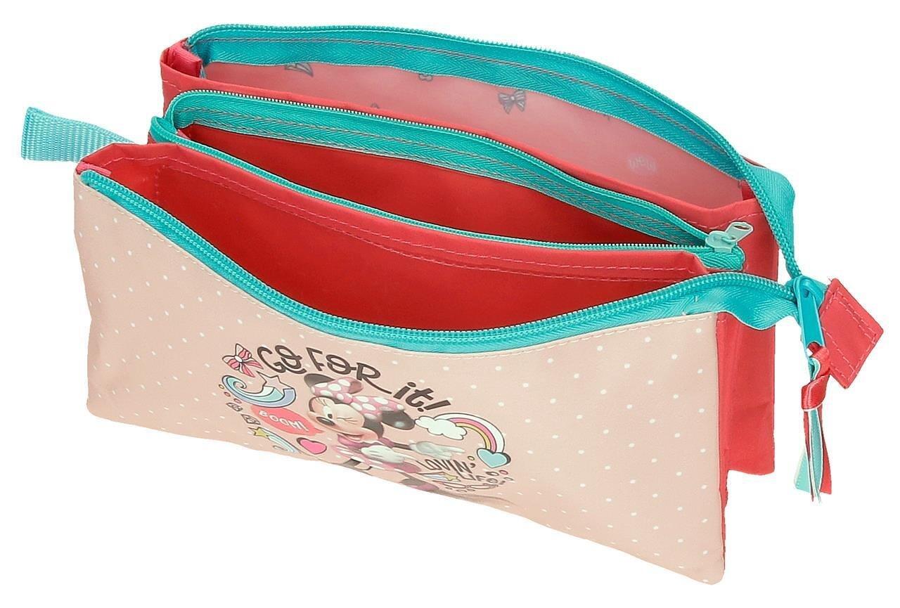 Estuche tres compartimentos niña Disney Minnie lovin life 12cm coral 2/3