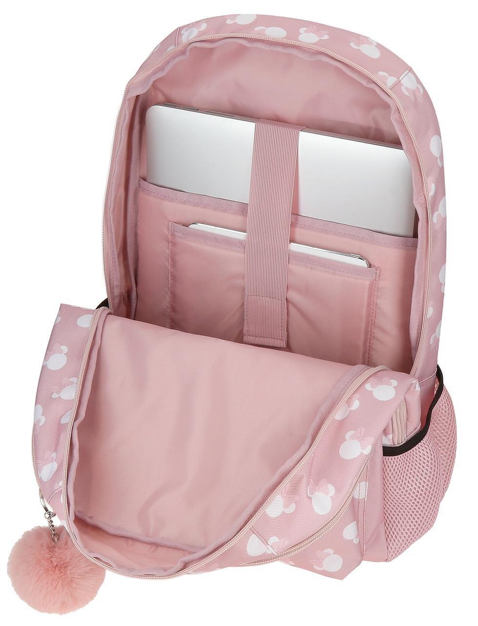 Sac à dos scolaire adaptable fille Disney Minnie Heads avec chariot 44cm nude 3/4
