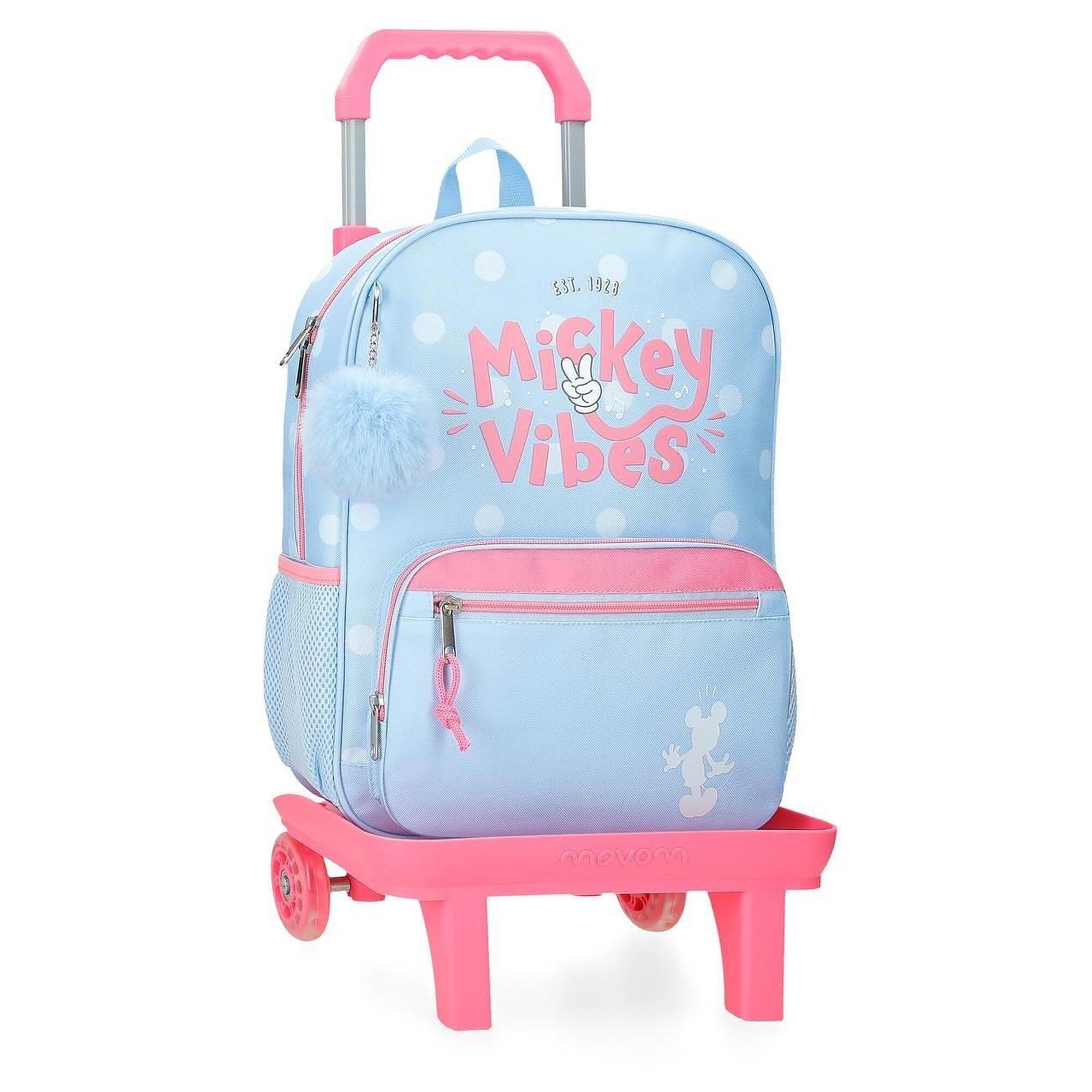 Disney - Sac À Dos Scolaire Adaptable Disney Mickey Vibes Avec Chariot 38cm - Sac À Dos - Bleu - Kid Unique - Decathlon
