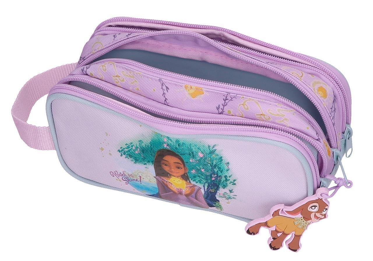 Estuche tres compartimentos niña Disney Wish watch us shine 10cm malva 3/4