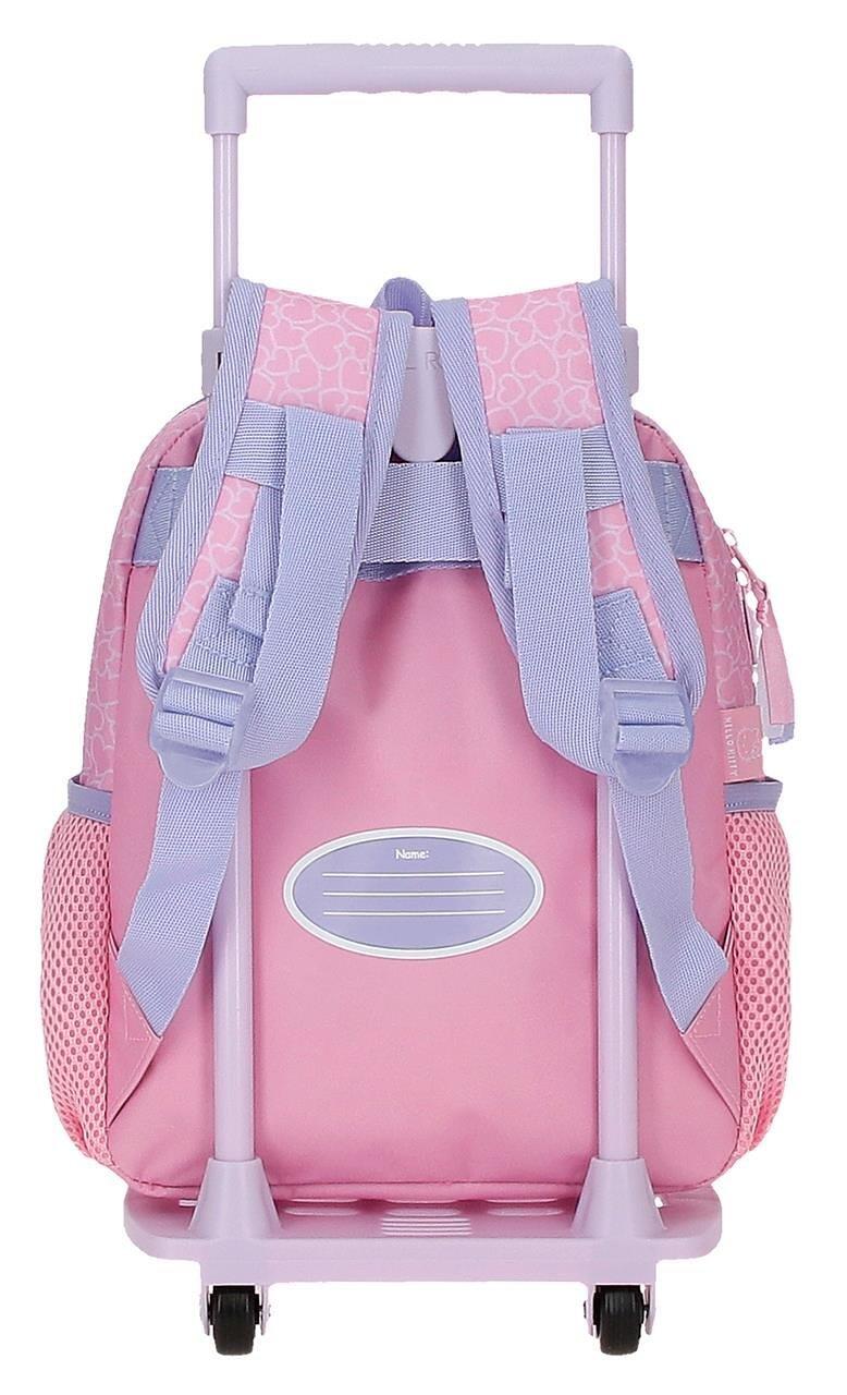 Mochila escolar adaptable niña Hello kitty Hearts & dots con carro 28cm rosa 2/4