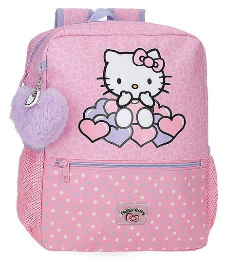Sac à dos scolaire fille Hello Kitty Hearts & Dots 33cm rose