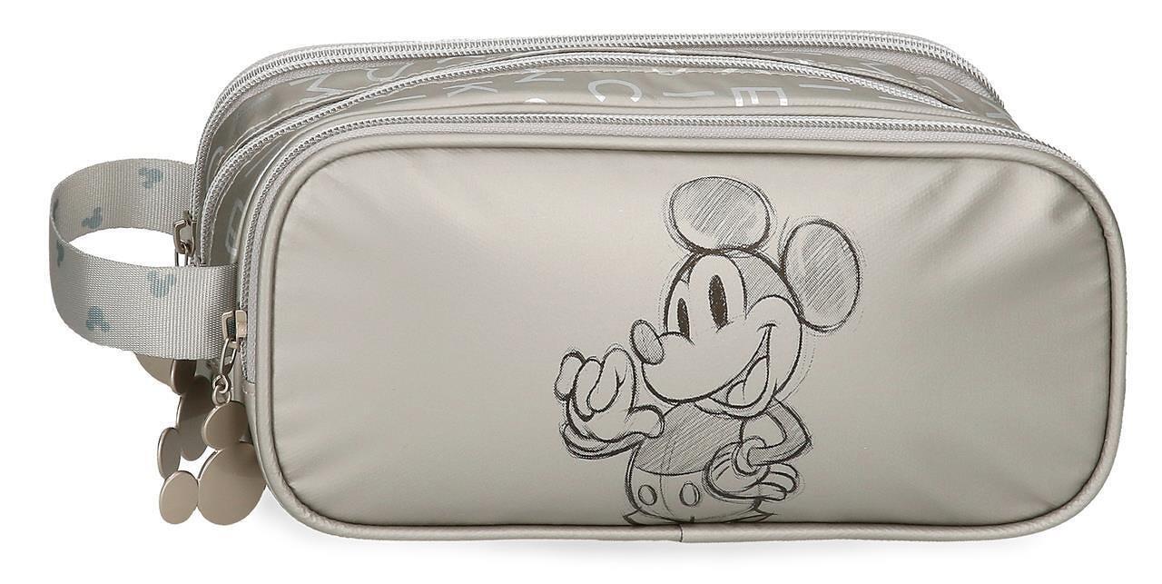 Trousse trois compartiments fille Disney Mickey 10cm argent 1/6