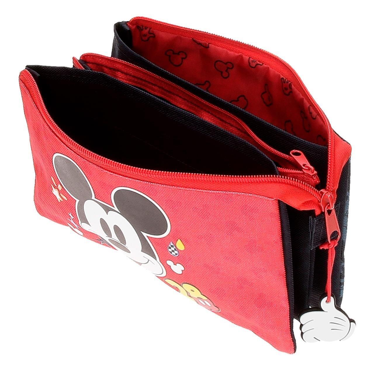 Estuche tres compartimentos niño Disney Mickey get moving 12cm rojo 3/4