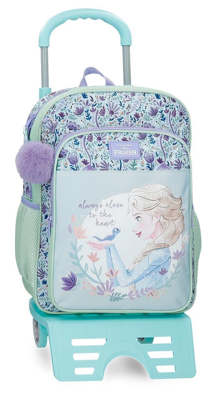 DISNEY Mochila escolar adaptable Disney Close to the heart frozen con carro 40cm lila