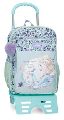 Mochila escolar adaptable Disney Close to the heart frozen con carro 40cm lila