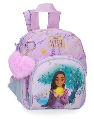 Mochila escolar niña Disney Wish watch us shine 23cm malva