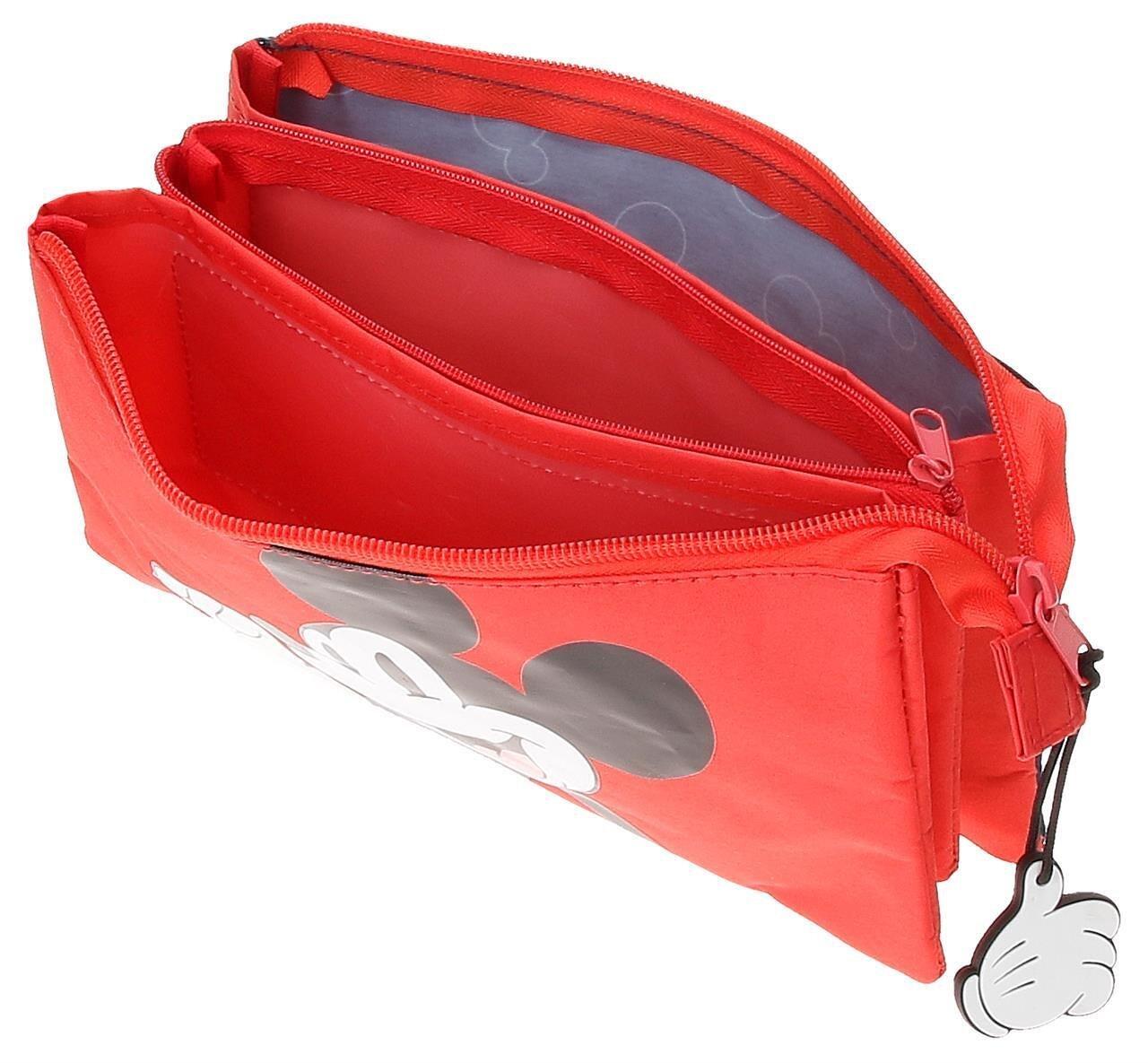 Estojo três compartimentos menino Disney Mickey Mouse Fashion 12cm vermelho 2/3