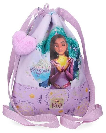Gym Sac niña Disney Wish watch us shine 40cm malva