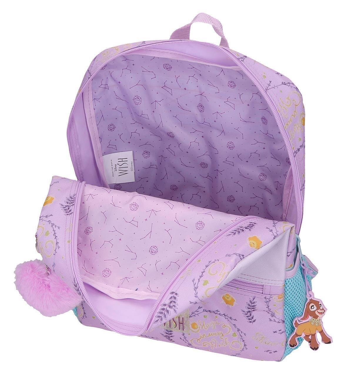 Sac à dos scolaire fille Disney Wish Watch Us Shine 32cm mauve 3/4