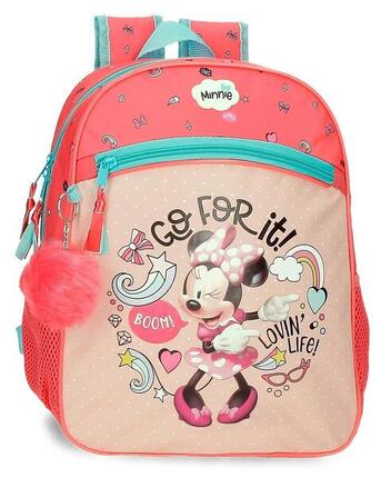 Sac à dos scolaire fille Disney Minnie Lovin Life 33cm corail