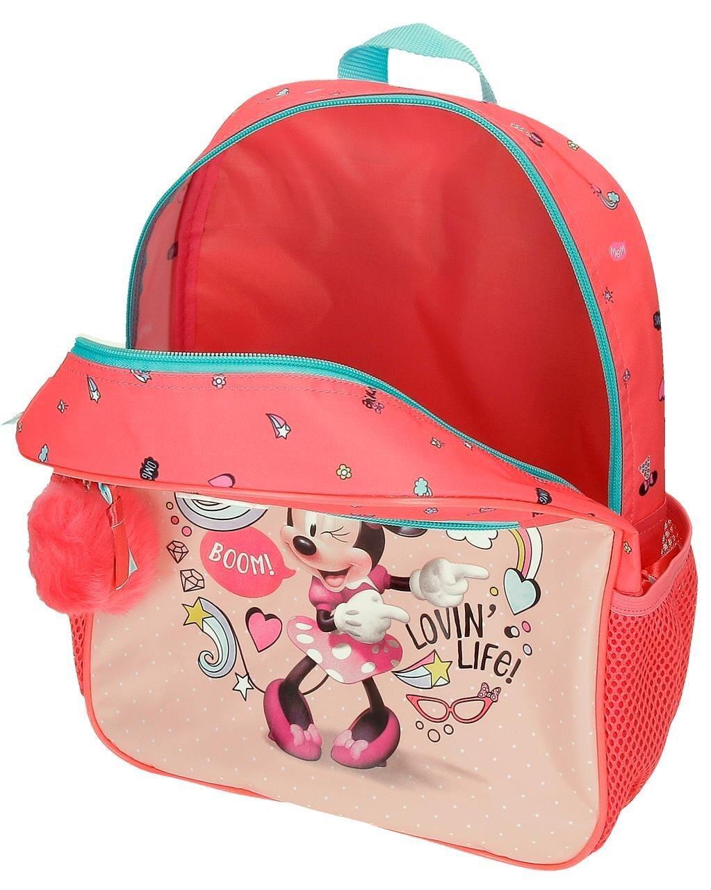 Mochila escolar niña Disney Minnie lovin life 33cm coral 3/4