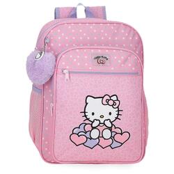 Sac à dos scolaire adaptable fille Hello Kitty Hearts & Dots 38cm rose