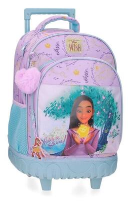 Mochila con ruedas niña Disney Wish watch us shine 45cm malva