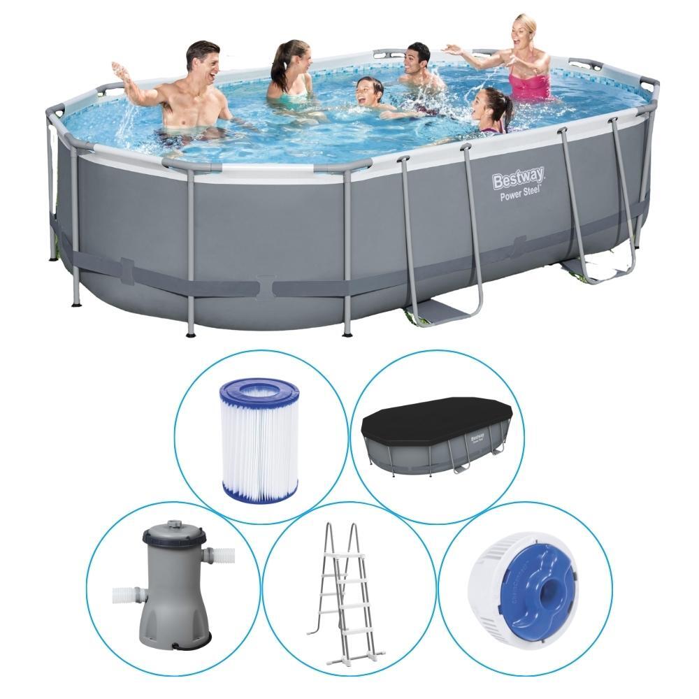 BESTWAY 488 x 305 x 107 cm Bestway Power Steel zwembad set ovaal