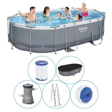 Bestway - Power Steel - Piscine tubulaire - 488x305x107 cm - Rectangulaire