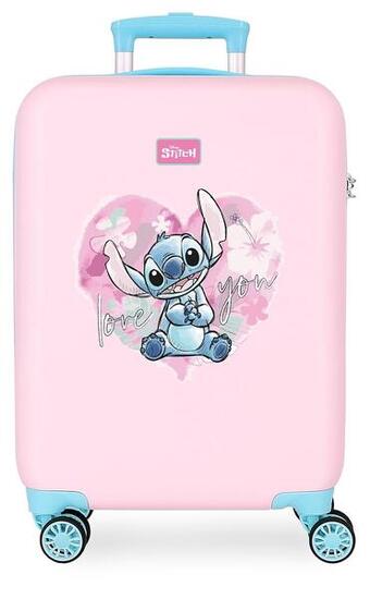 Valise cabine Disney Stitch Heart ABS avec une capacité de 41,8L Rose
