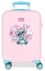 Valise cabine rigide ABS fille Disney Heart Stitch 33L rose